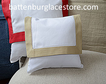Envelope Pillow.Baby size 8 in. White with SAFARI color trims. - Click Image to Close